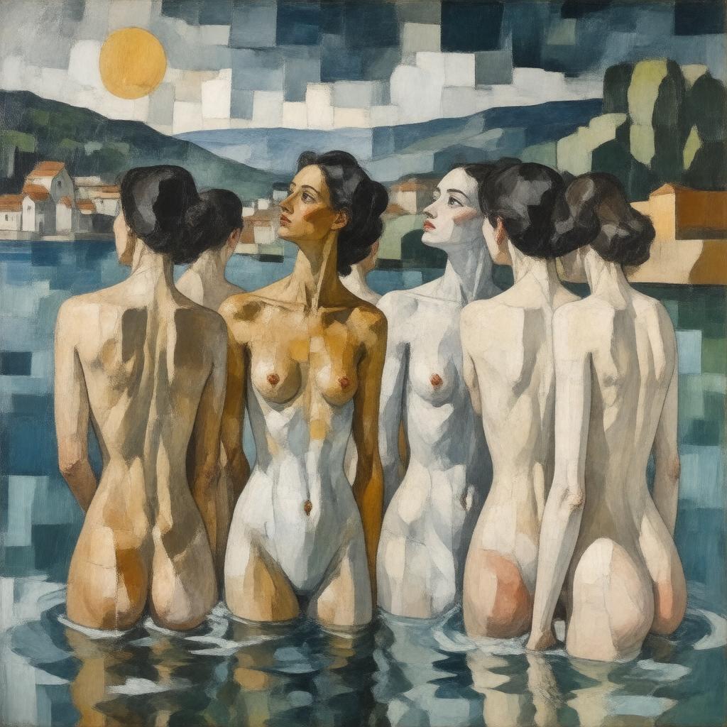 AI-created image of Picasso's The Bathers