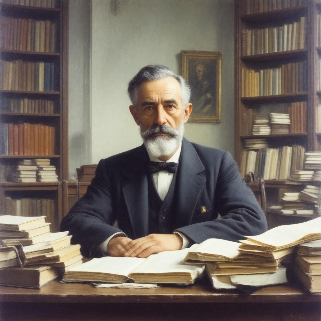 Click to view larger image AI-created image of Pierre Menard, Author of the Quixote