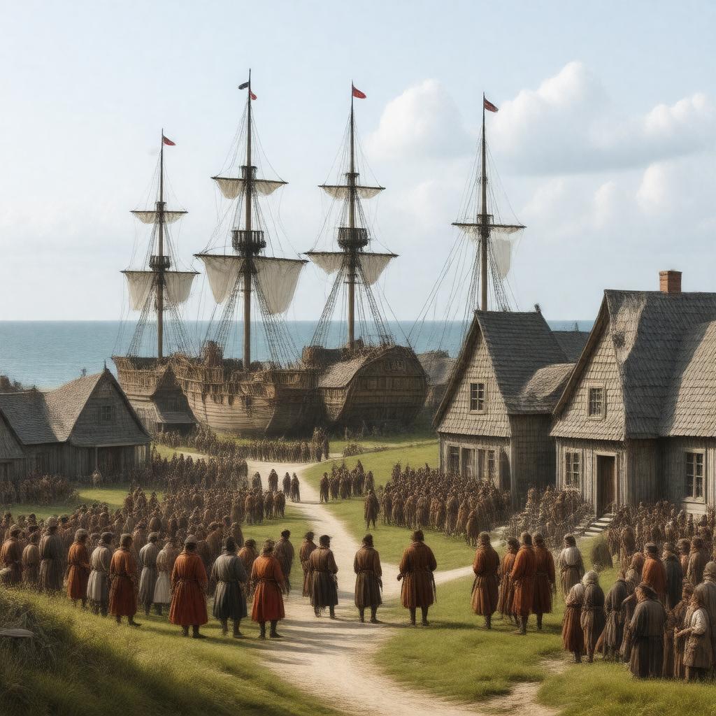 AI-created image of Plymouth, Massachusetts Bay Colony