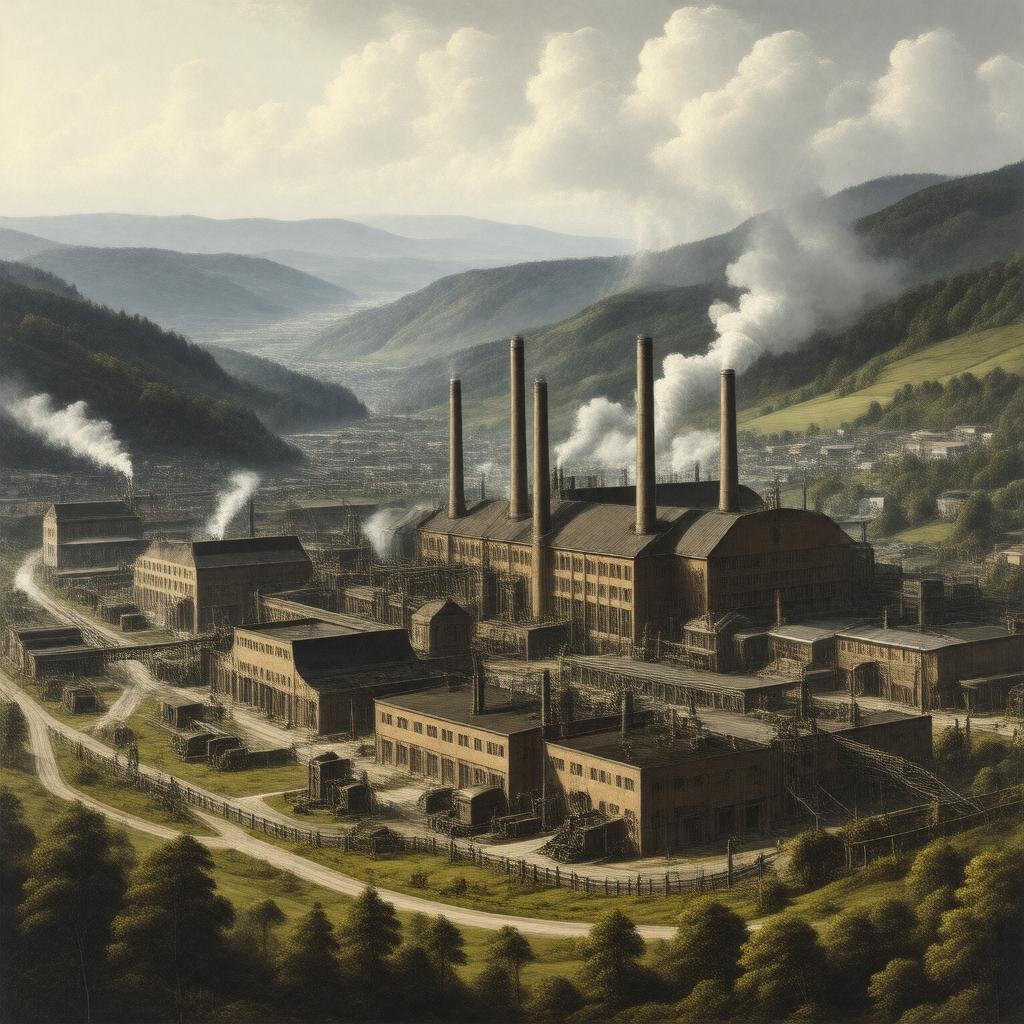 Click to view larger image AI-created image of Pontypool Steelworks