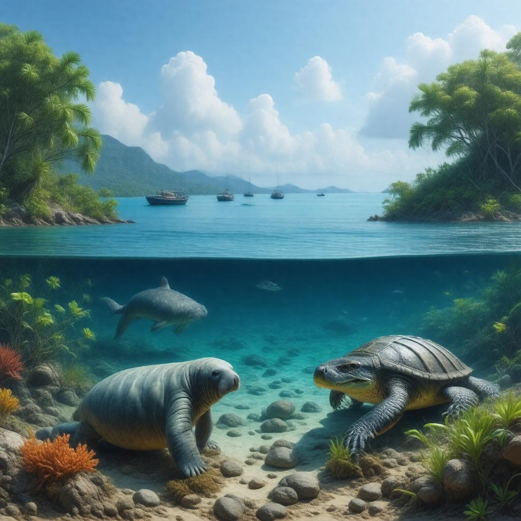 Click to view larger image AI-created image of Port Honduras Marine Reserve