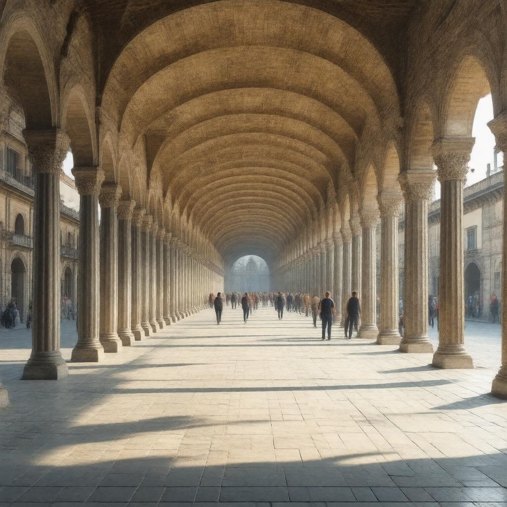 Click to view larger image AI-created image of Porticoes of Bologna