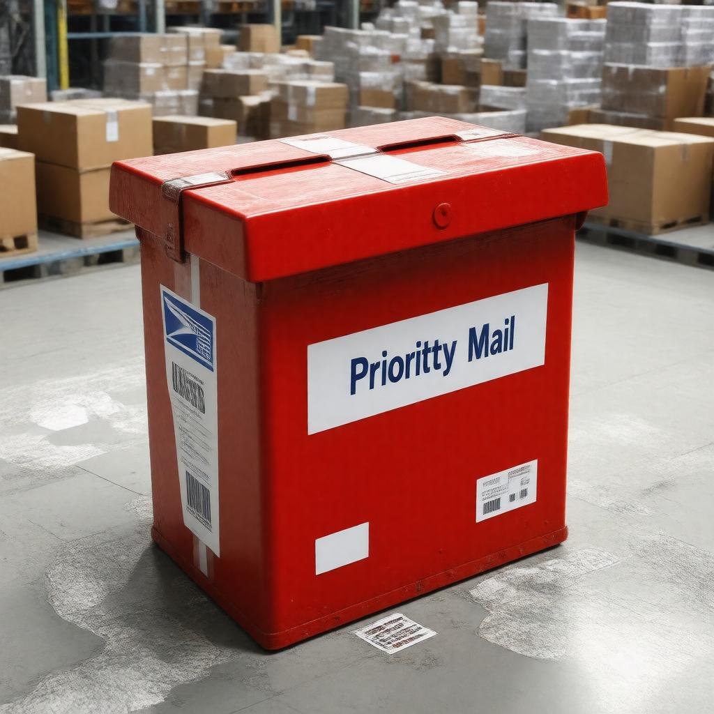 Click to view larger image AI-created image of Postal Service Priority Mail