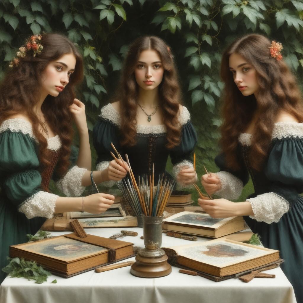AI-created image of Pre-Raphaelite Sisterhood
