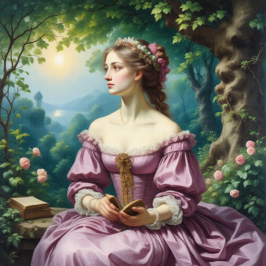 Click to view larger image AI-created image of Pre-Raphaelite paintings