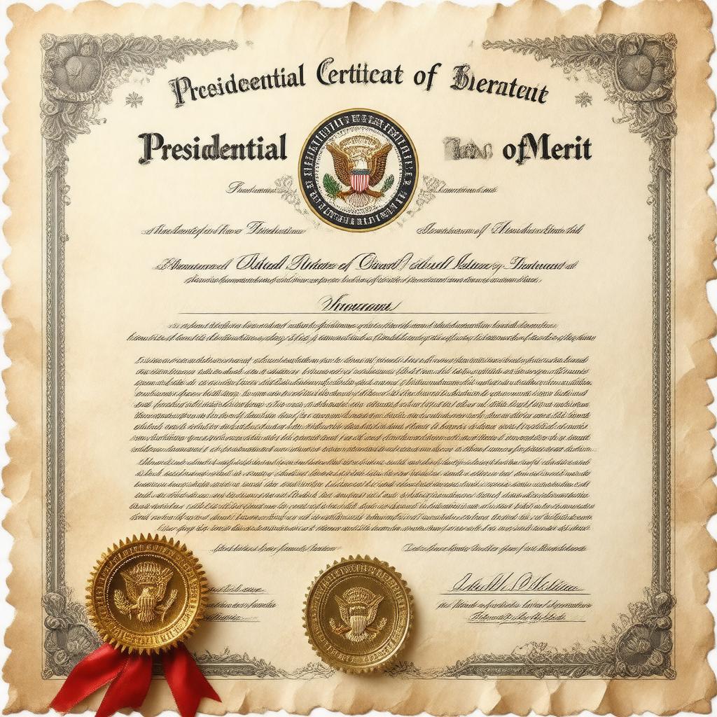 Click to view larger image AI-created image of Presidential Certificate of Merit