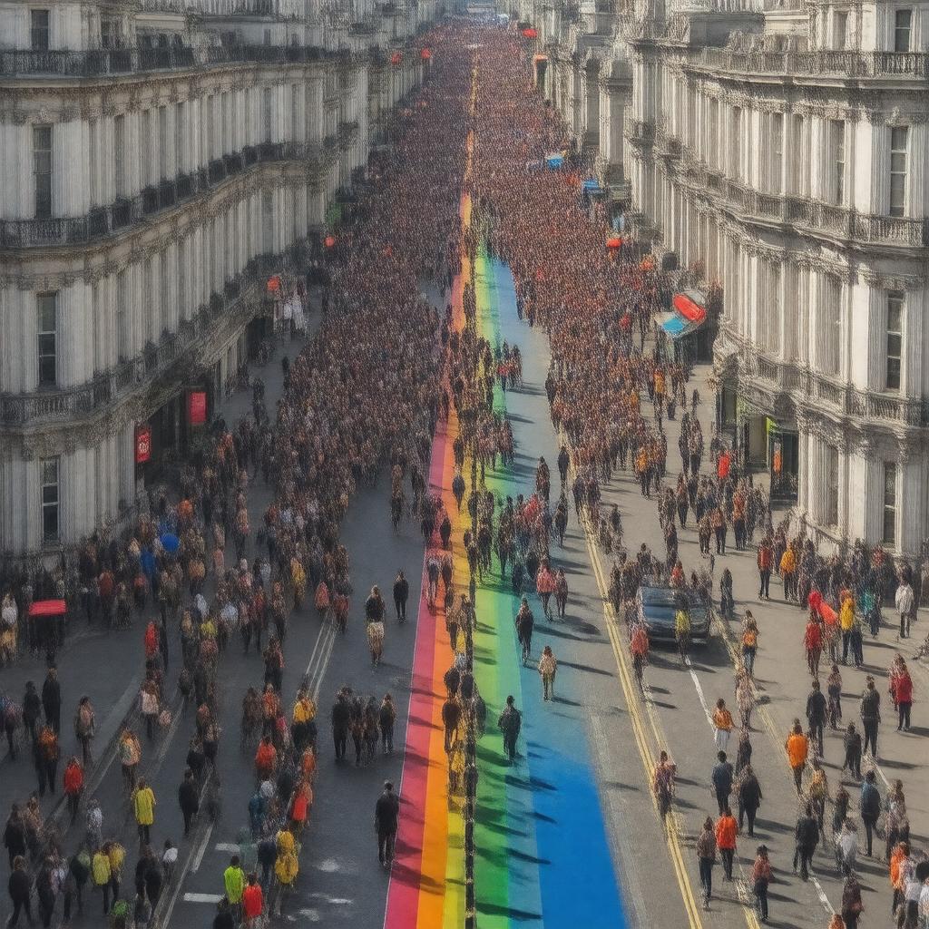AI-created image of Pride in London (parade route)