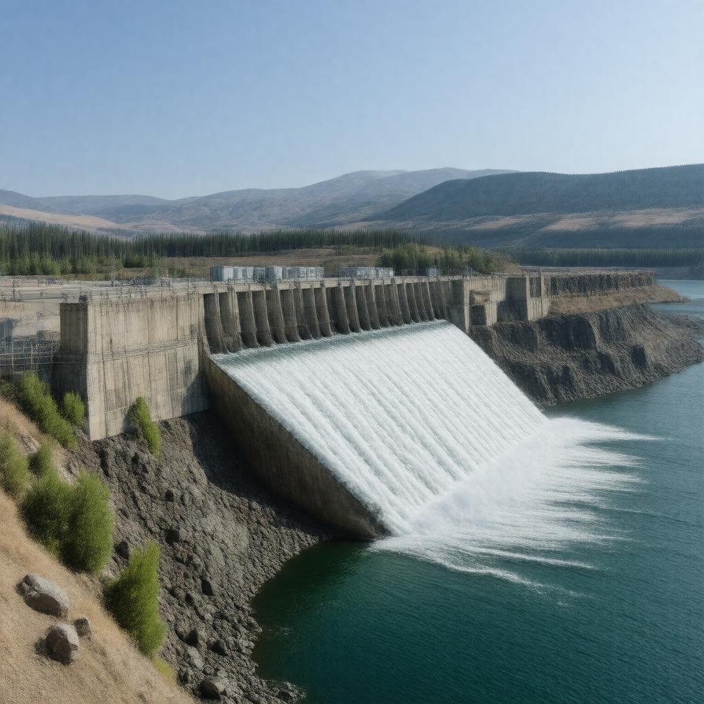 Click to view larger image AI-created image of Priest Rapids Dam