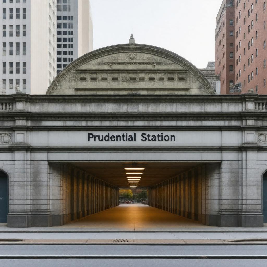 AI-created image of Prudential station (MBTA Green Line)