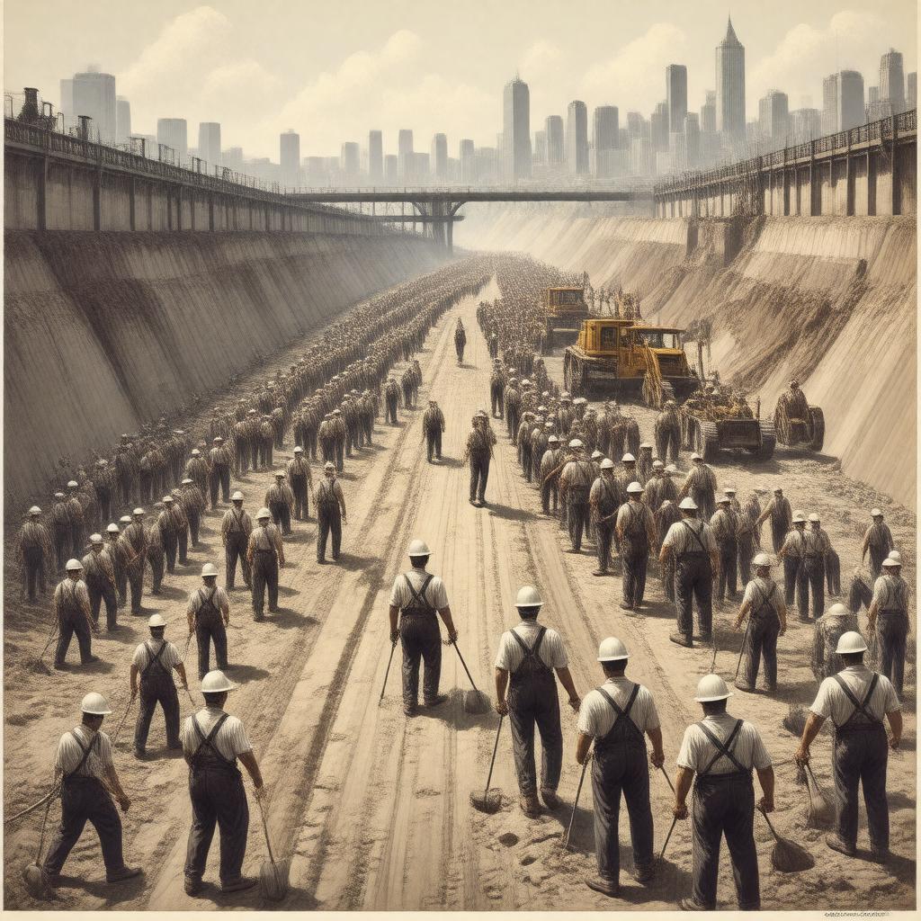 Click to view larger image AI-created image of Public Works Administration