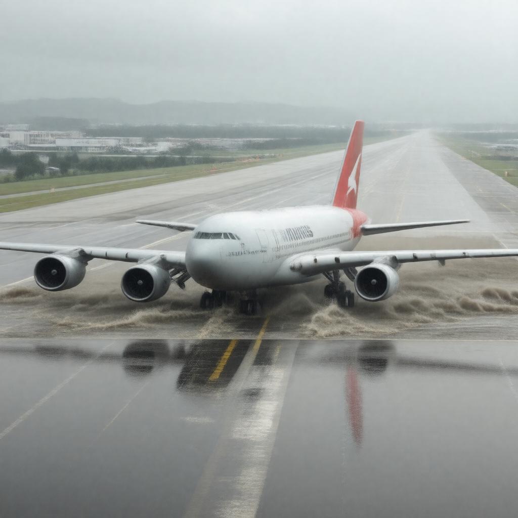 Click to view larger image AI-created image of Qantas Flight 1 (1999 runway overrun, no fatalities)