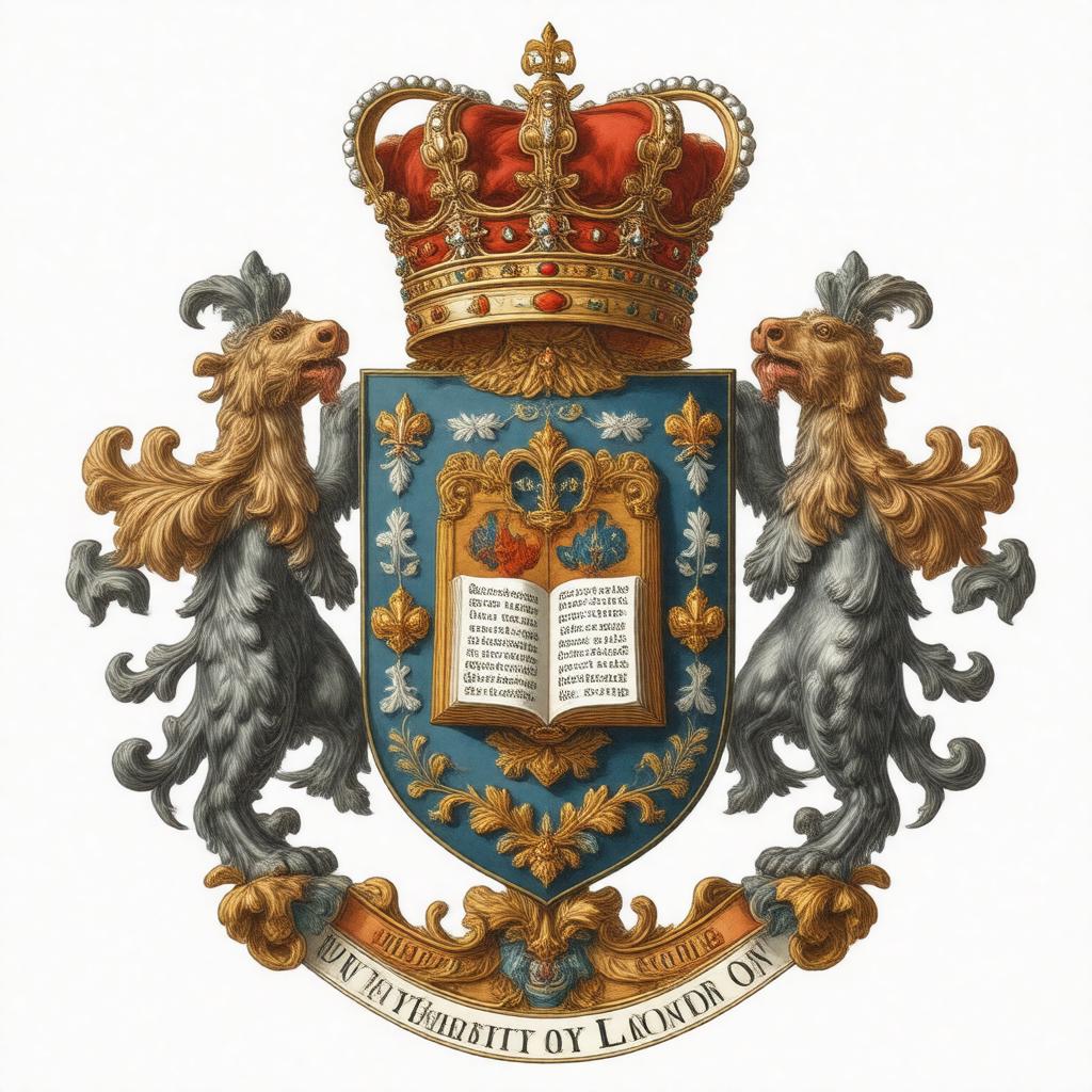 Click to view larger image AI-created image of Queen Mary University of London coat of arms