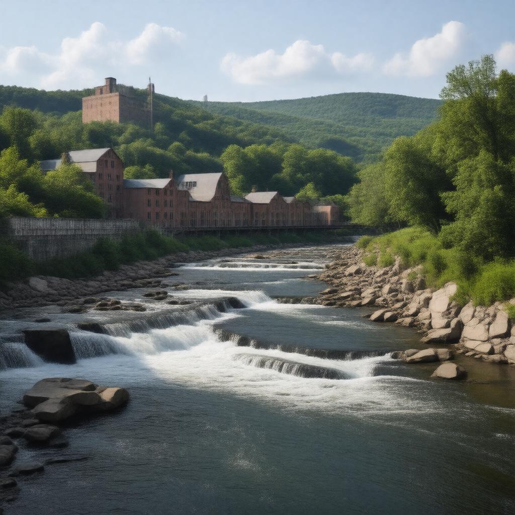 Click to view larger image AI-created image of Quequechan River