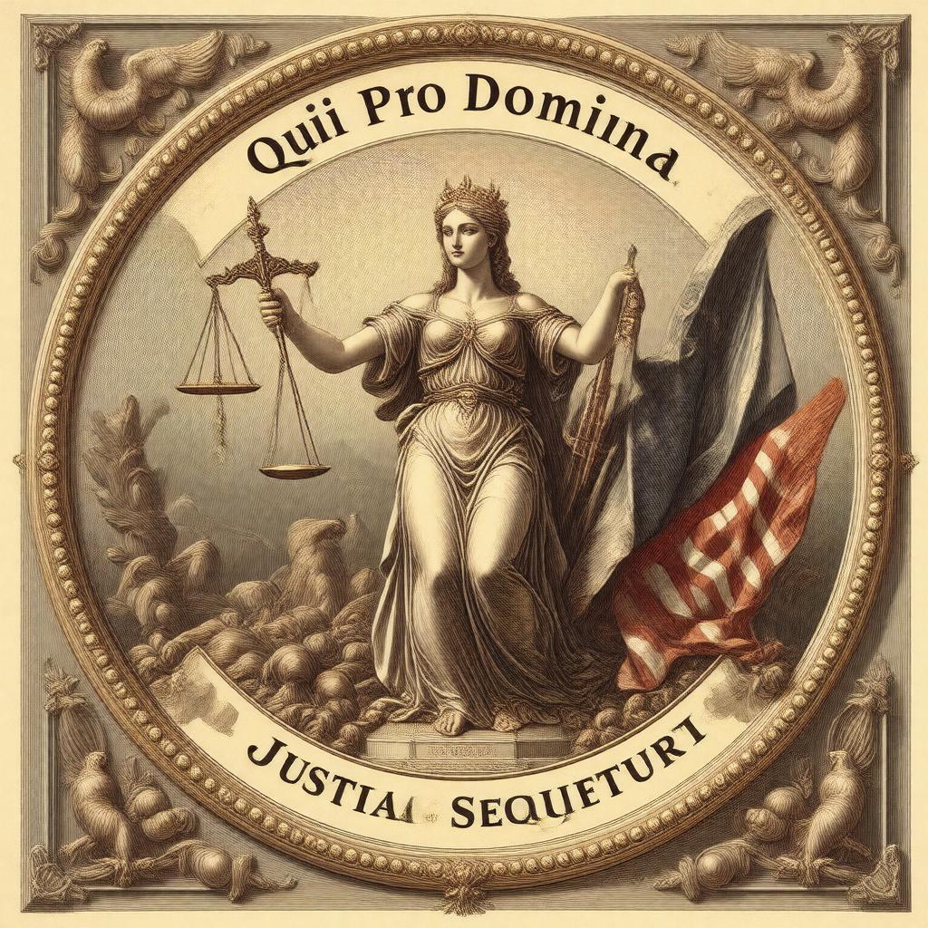 Click to view larger image AI-created image of Qui Pro Domina Justitia Sequitur