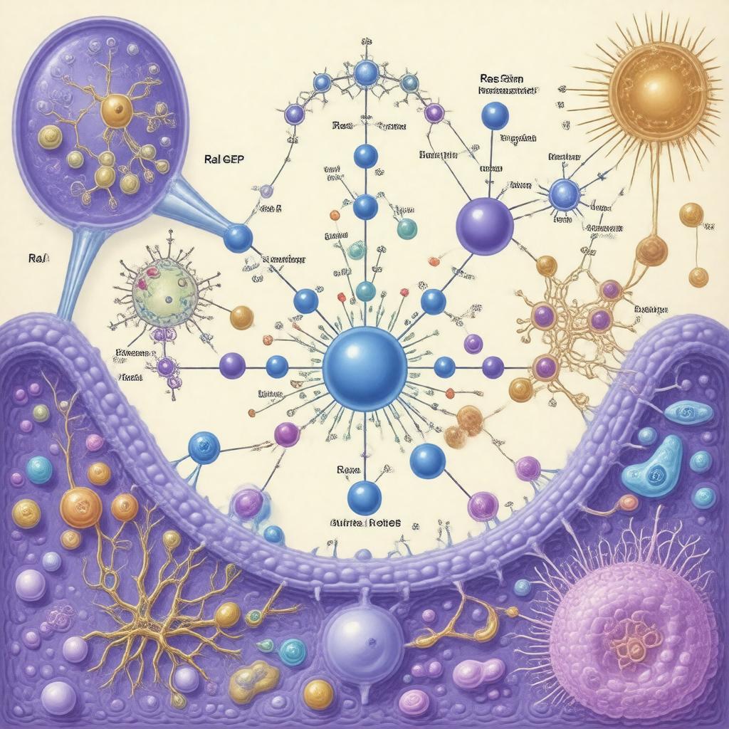 Click to view larger image AI-created image of RalGEF pathway