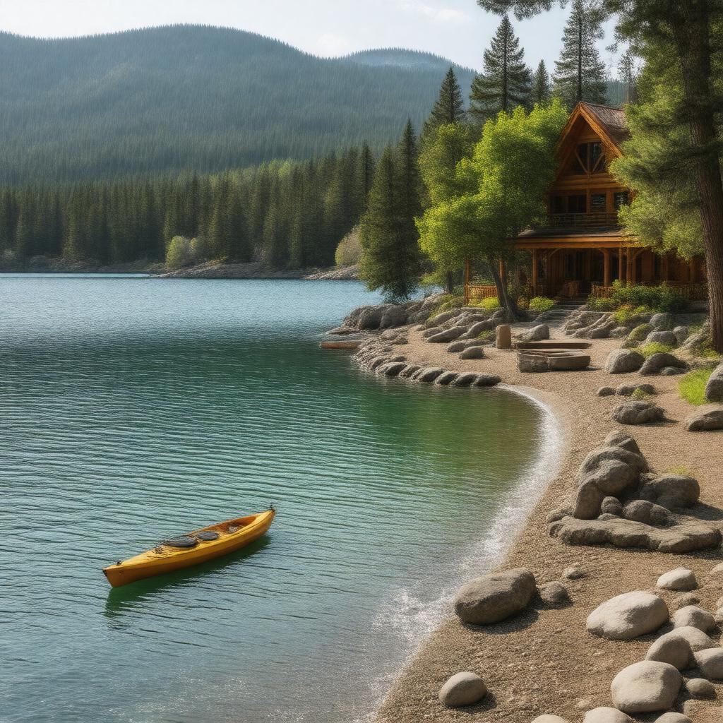 AI-created image of Red Wolf Lakeside Lodge