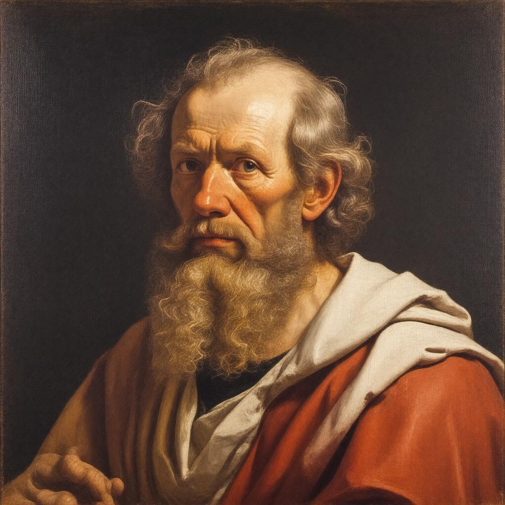 Click to view larger image AI-created image of Rembrandt's 'St. Bartholomew'