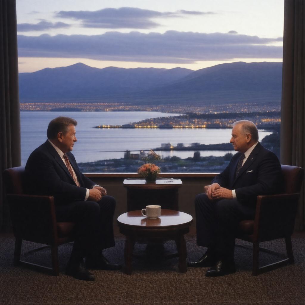 Click to view larger image AI-created image of Reykjavik Summit