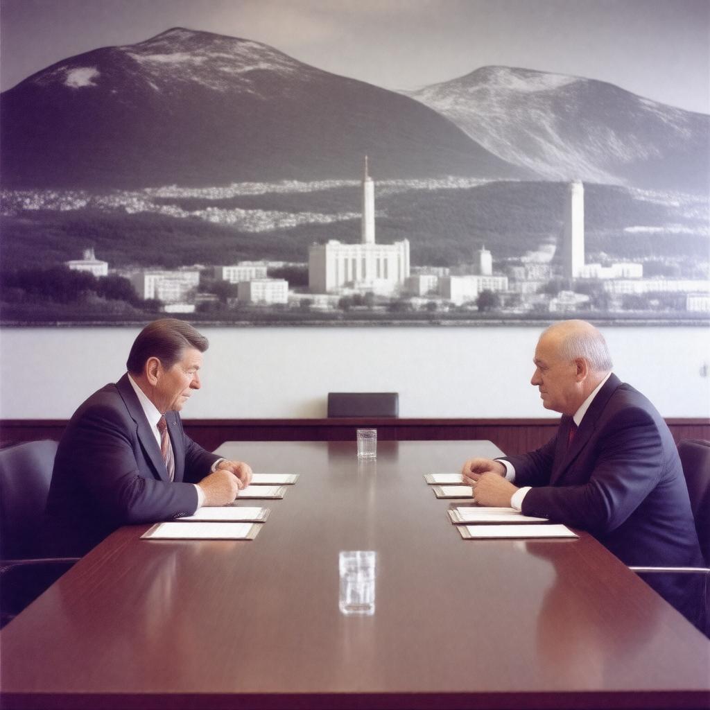 Click to view larger image AI-created image of Reykjavik Summit 1986