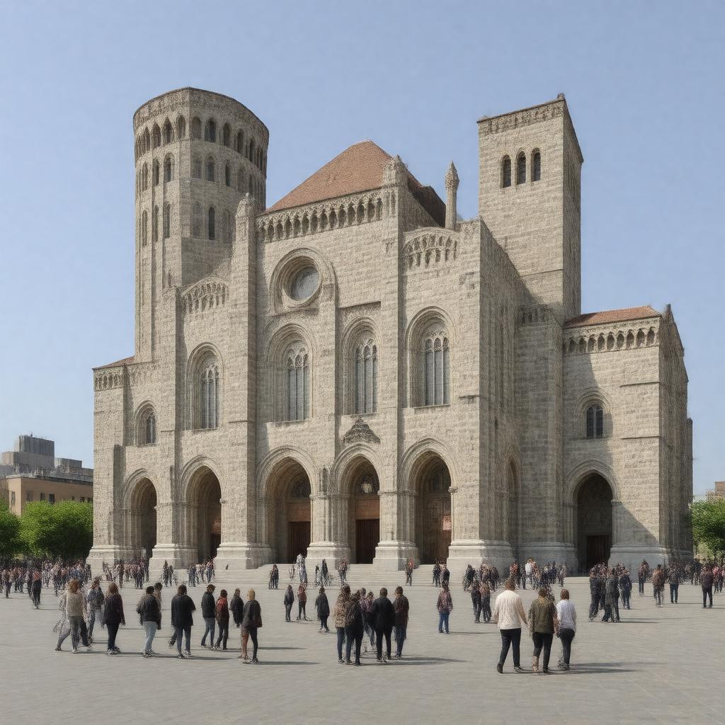 Click to view larger image AI-created image of Richardsonian Romanesque