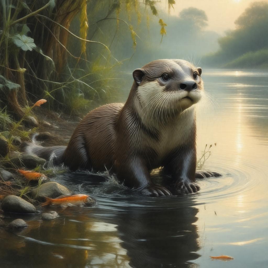 AI-created image of River otters