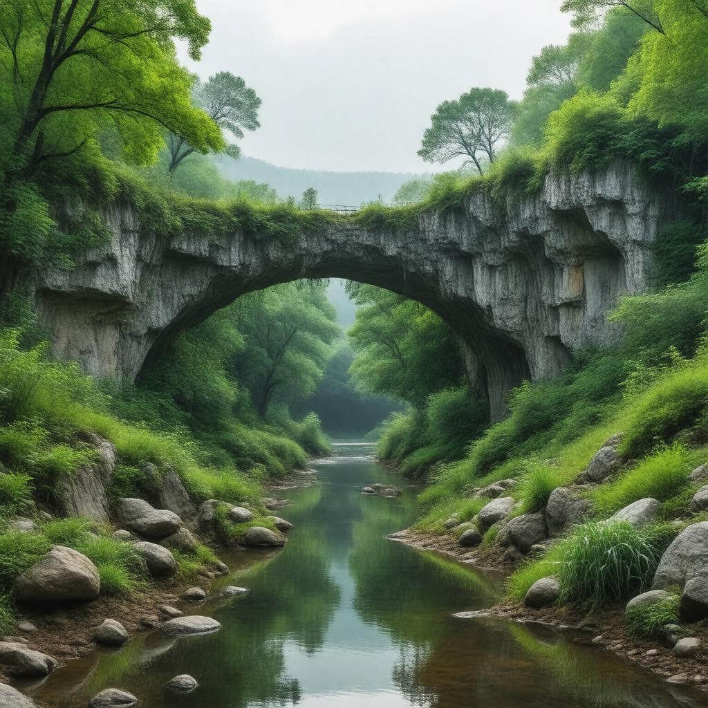 Click to view larger image AI-created image of Rock Bridge Memorial State Park