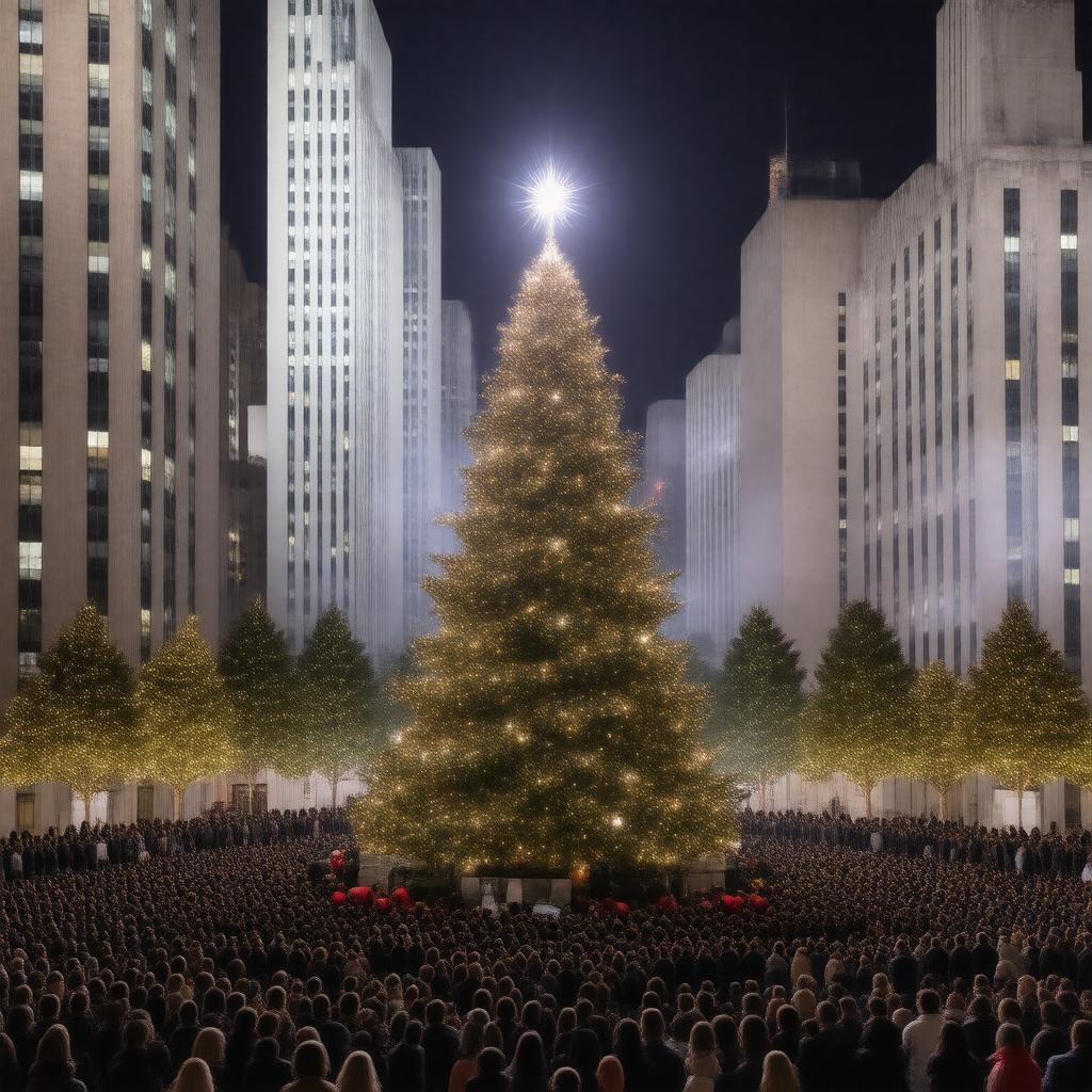 Click to view larger image AI-created image of Rockefeller Center Christmas Tree Lighting