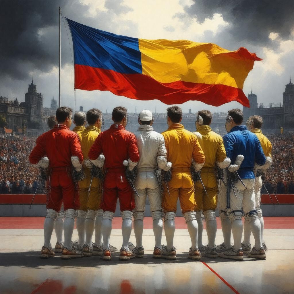 AI-created image of Romania fencing team