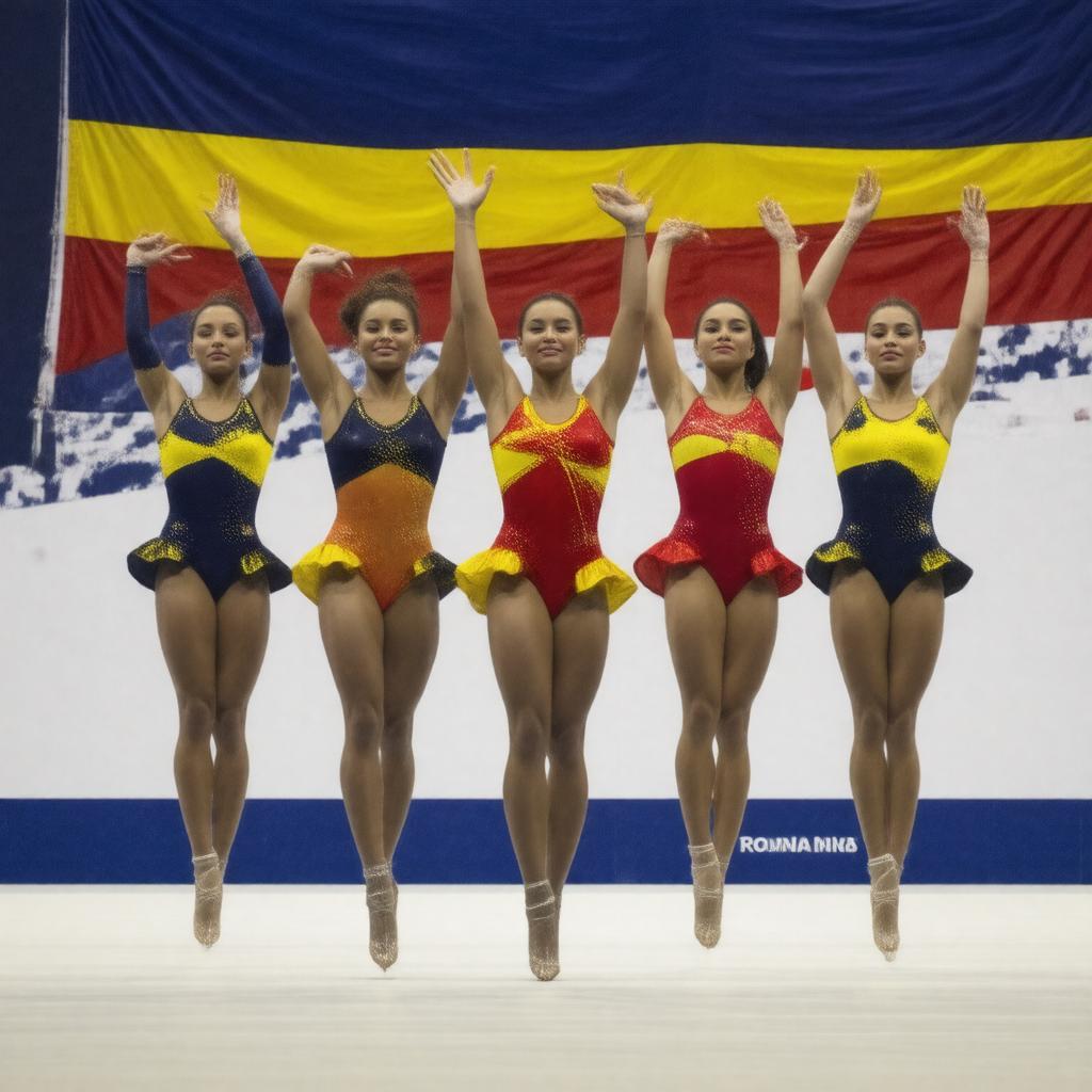AI-created image of Romania women's gymnastics team