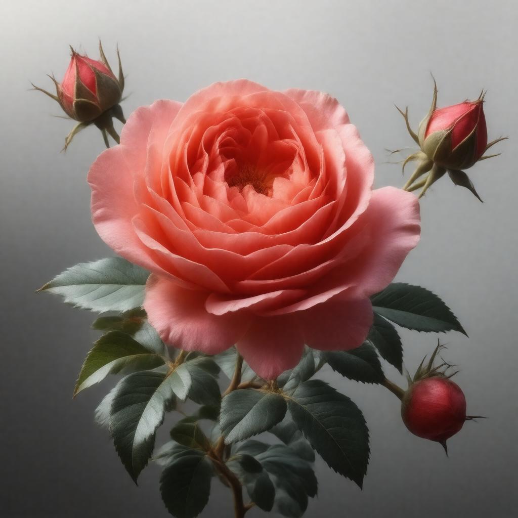 AI-created image of Rosa gallica 'Officinalis'