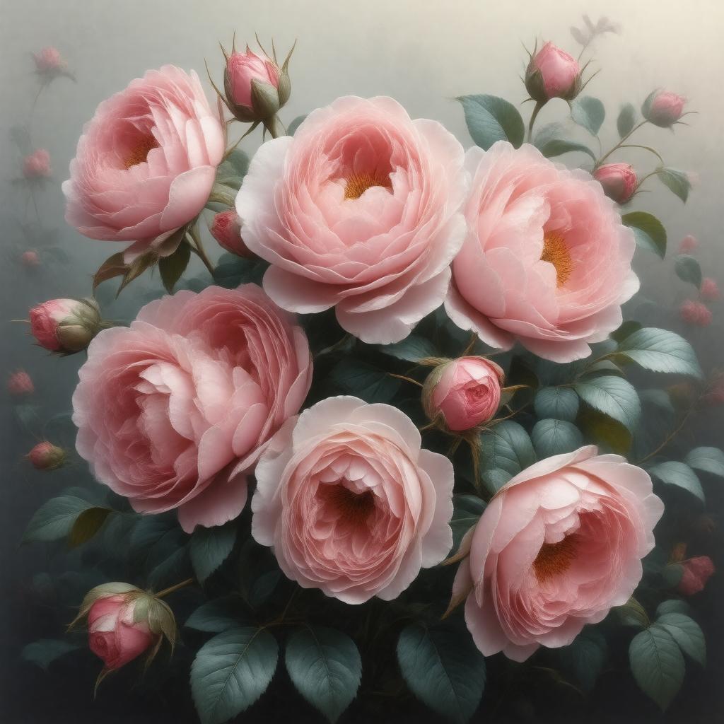 AI-created image of Rosa gallica 'Versicolor'