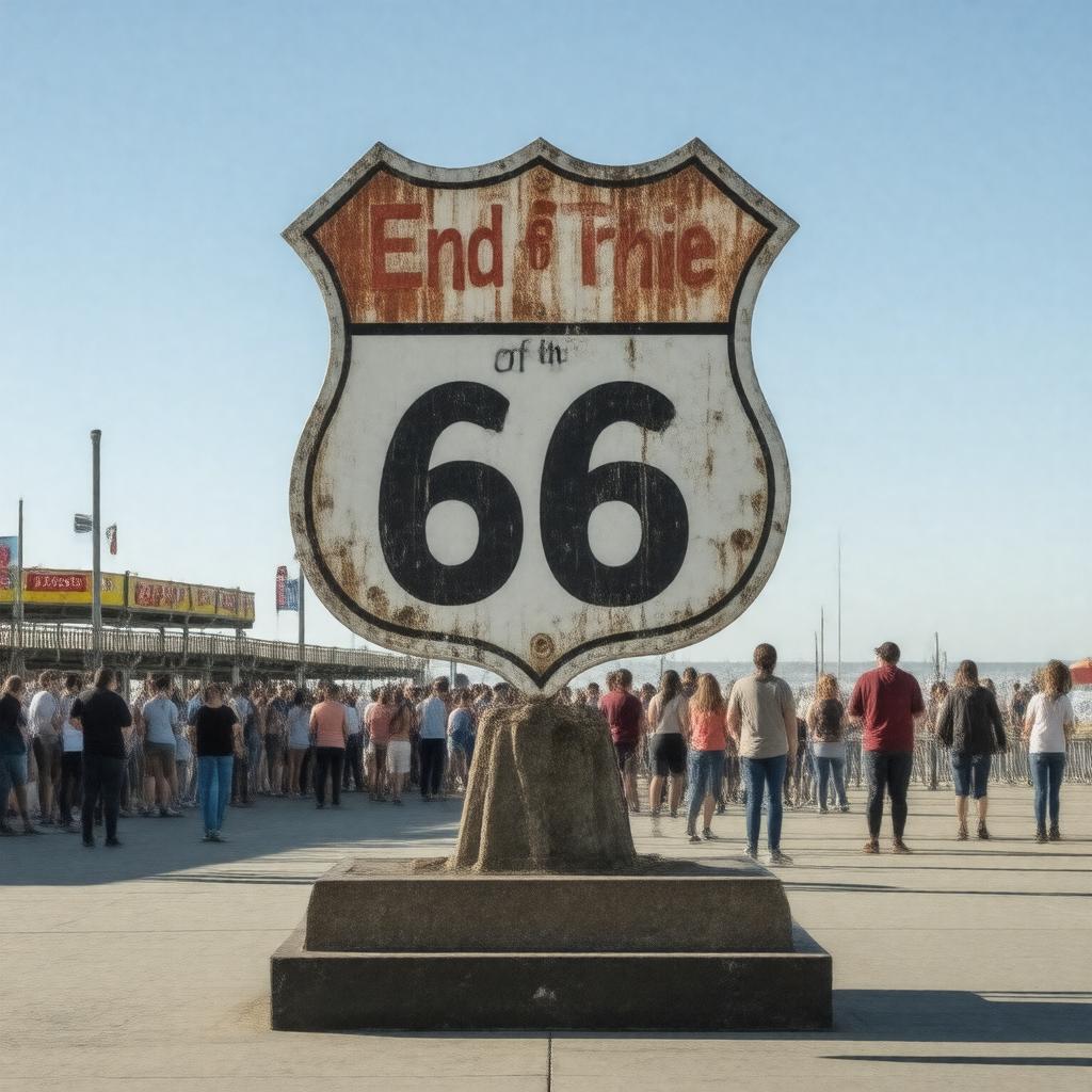 Click to view larger image AI-created image of Route 66 End of the Trail sign