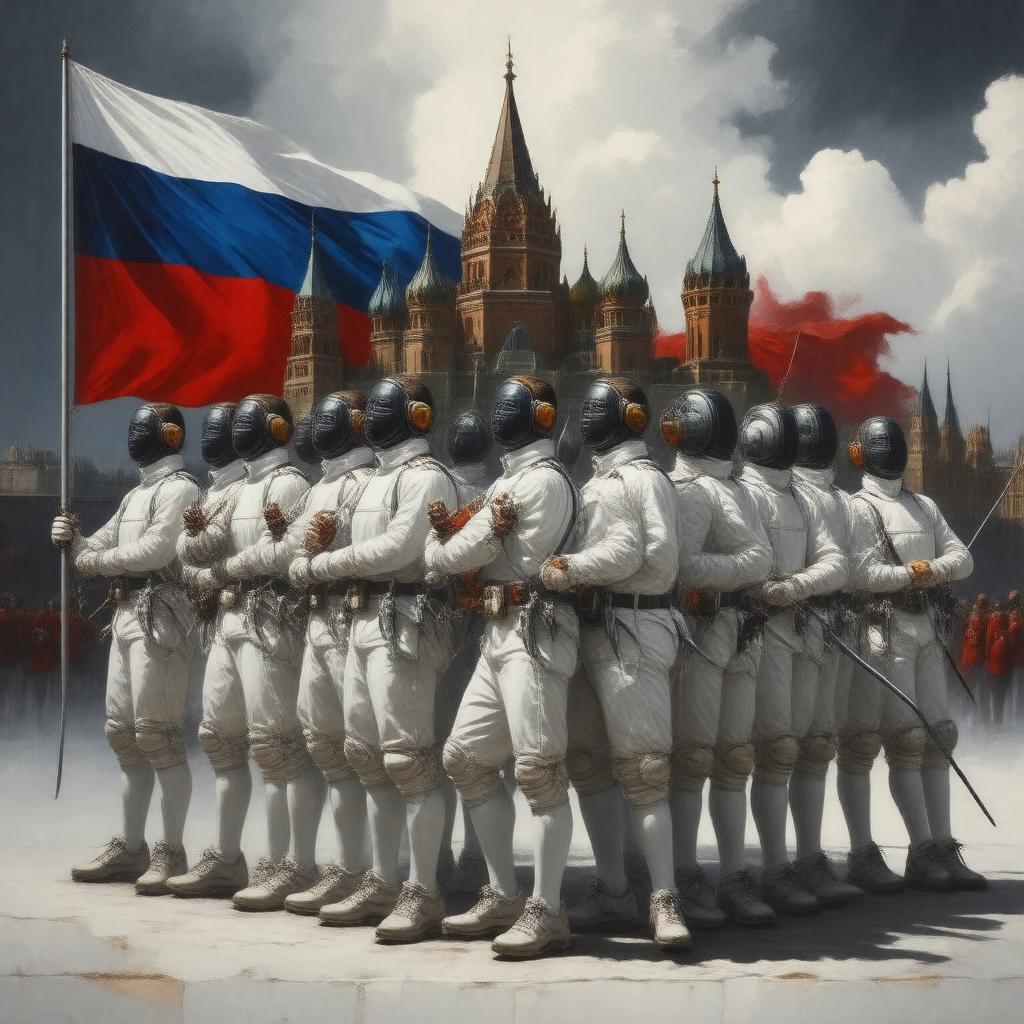 Click to view larger image AI-created image of Russia fencing team