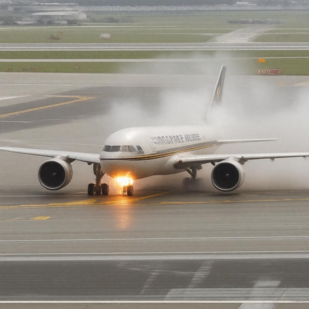 AI-created image of SQ368 engine fire (2016)