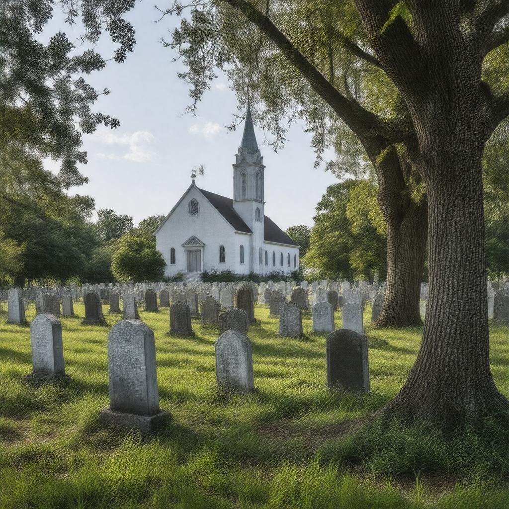 Click to view larger image AI-created image of Saint Peter's Cemetery, Oxford, Mississippi