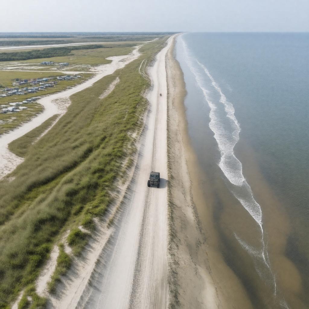 Click to view larger image AI-created image of Sandy Neck barrier beach