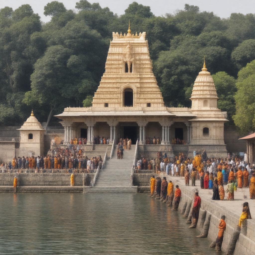 Click to view larger image AI-created image of Sankat Mochan Temple