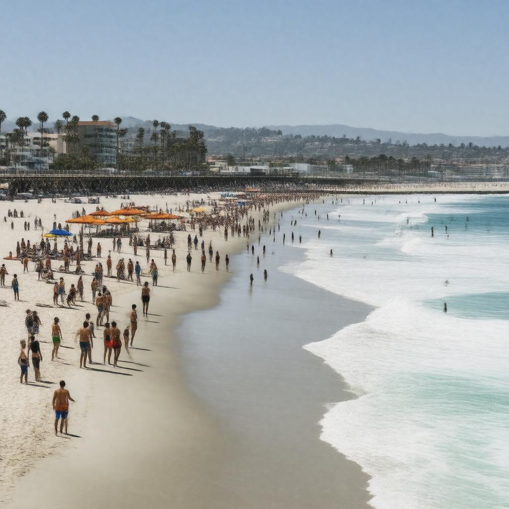 Click to view larger image AI-created image of Santa Monica State Beach