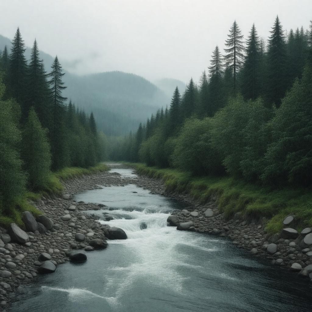 Click to view larger image AI-created image of Santiam River