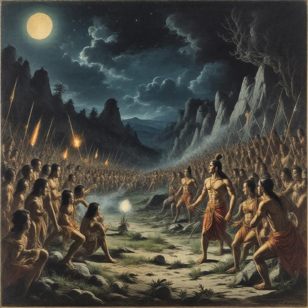 Click to view larger image AI-created image of Sauptika Parva