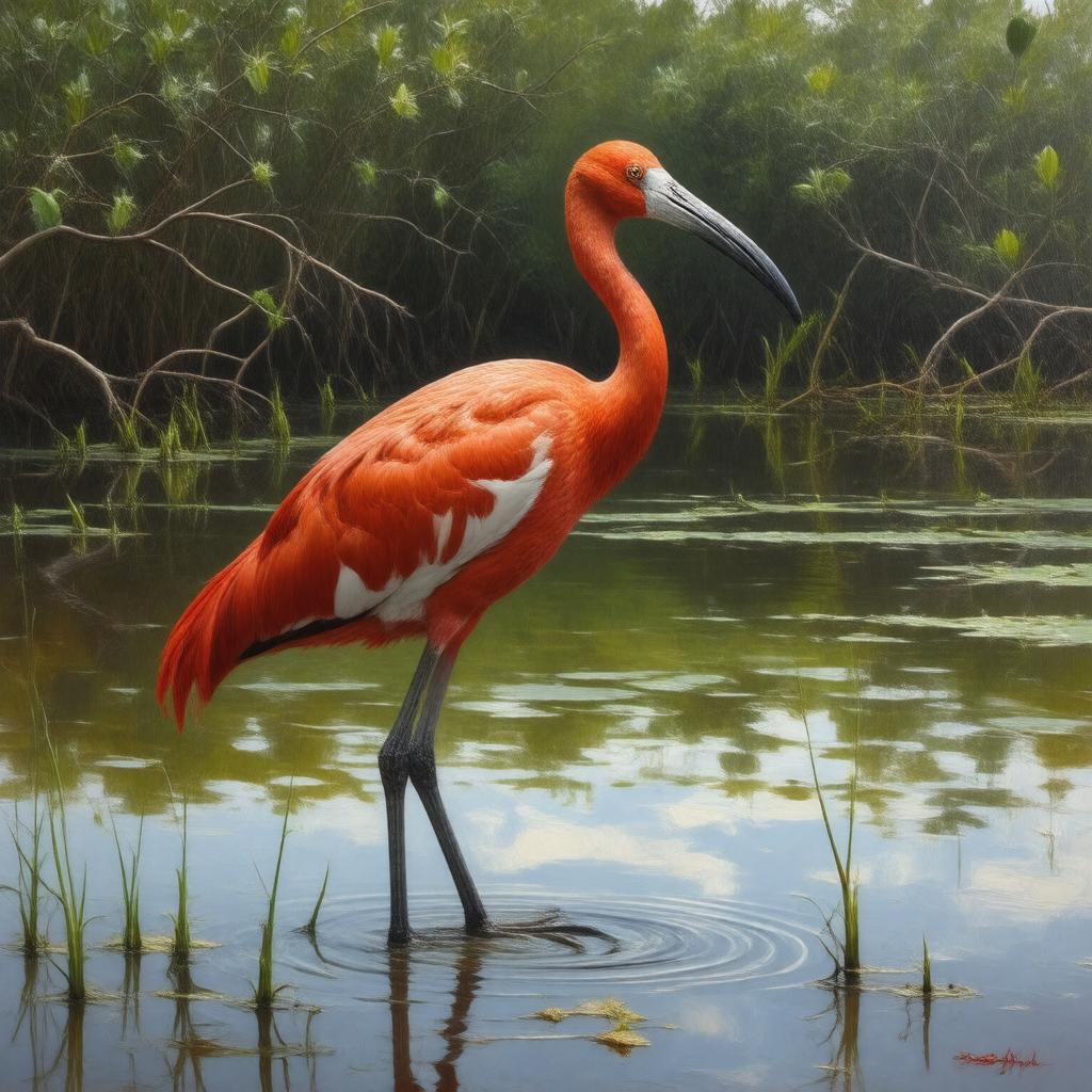 Click to view larger image AI-created image of Scarlet ibis