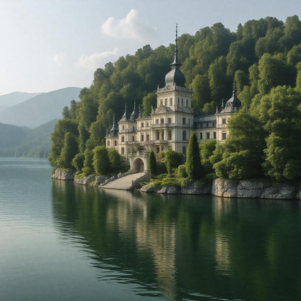 AI-created image of Schloss Cumberland, Gmunden, Austria-Hungary