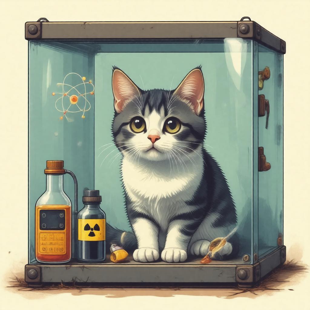 Click to view larger image AI-created image of Schrödinger's cat