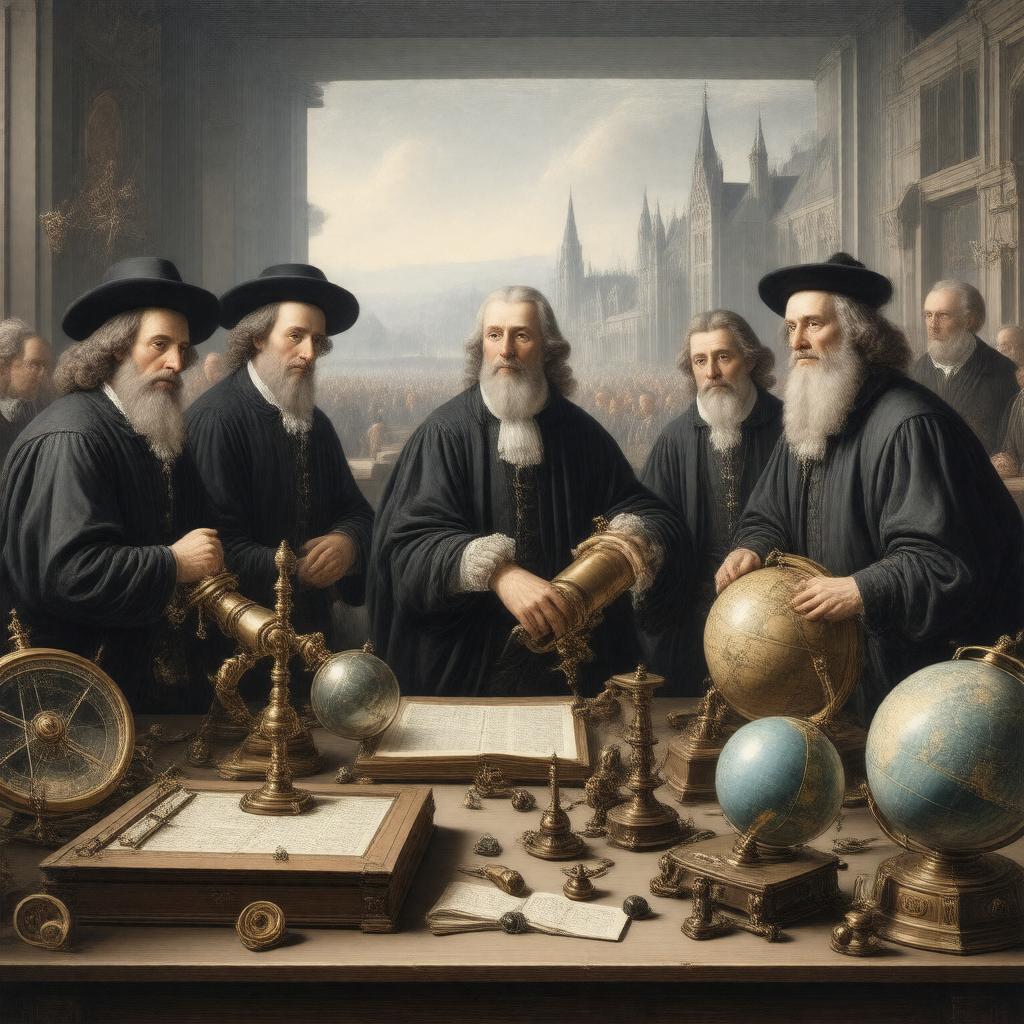 Click to view larger image AI-created image of Science, Technology and Society in Seventeenth Century England
