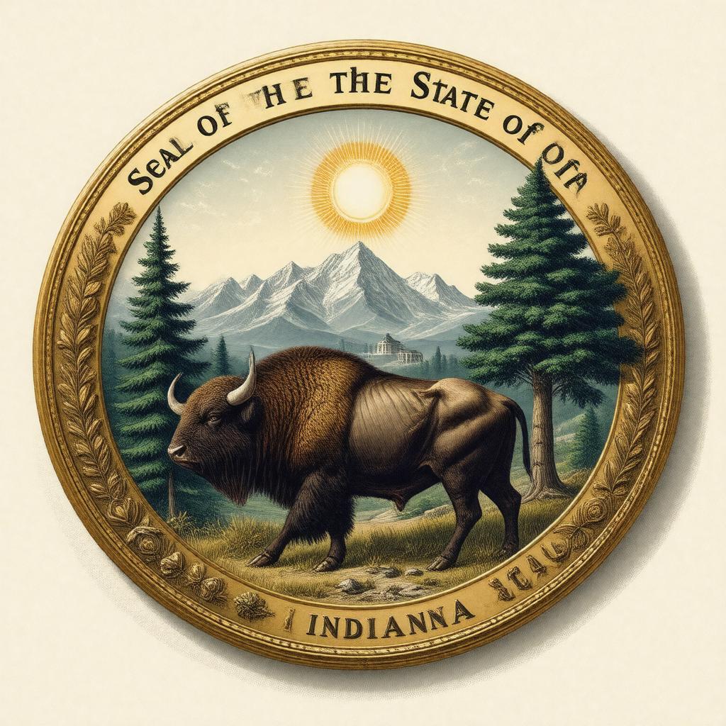 Click to view larger image AI-created image of Seal of Indiana