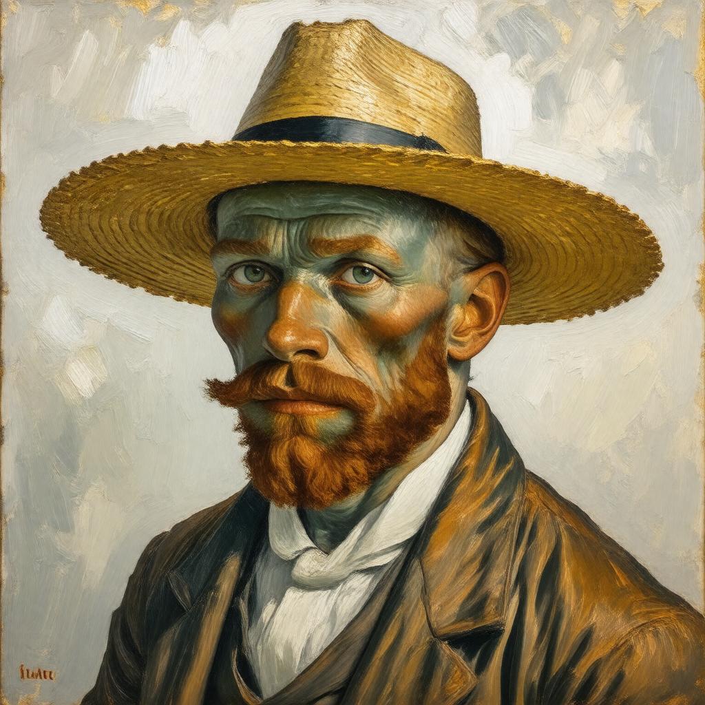 AI-created image of Self-Portrait with a Straw Hat