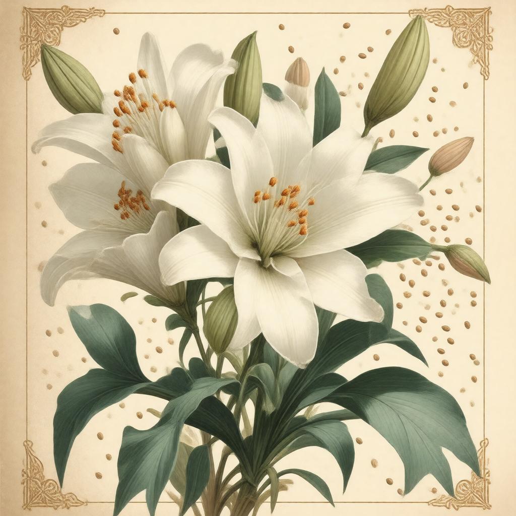Click to view larger image AI-created image of Sesame and Lilies