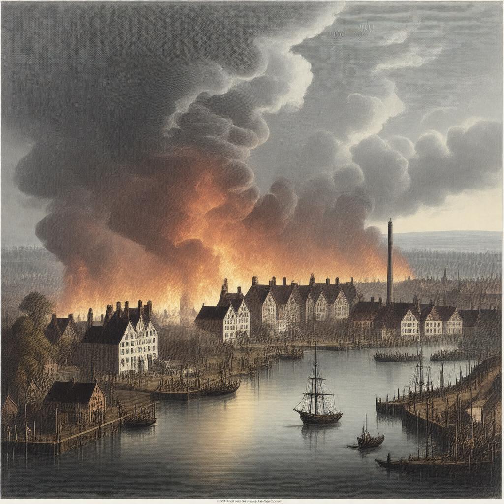 Click to view larger image AI-created image of Shadwell Fire of 1794