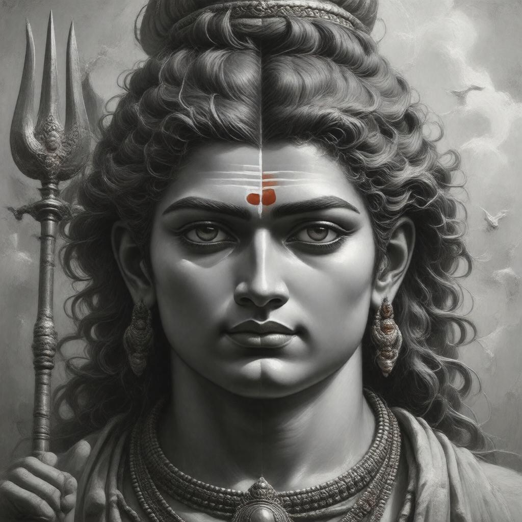 AI-created image of Shiva as Ardhanarishvara