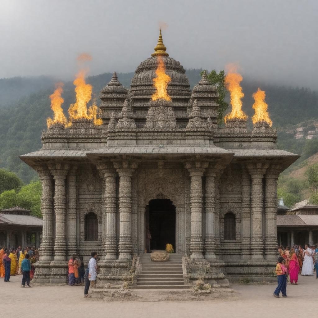 Click to view larger image AI-created image of Shri Jwala Ji Temple